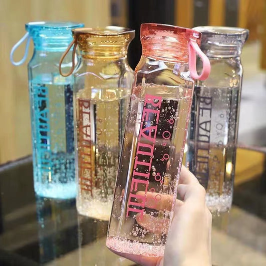 Diamond-shaped Water Cup Portable Students Conveniently Glass Personalized Transparent Printed logo with Cover